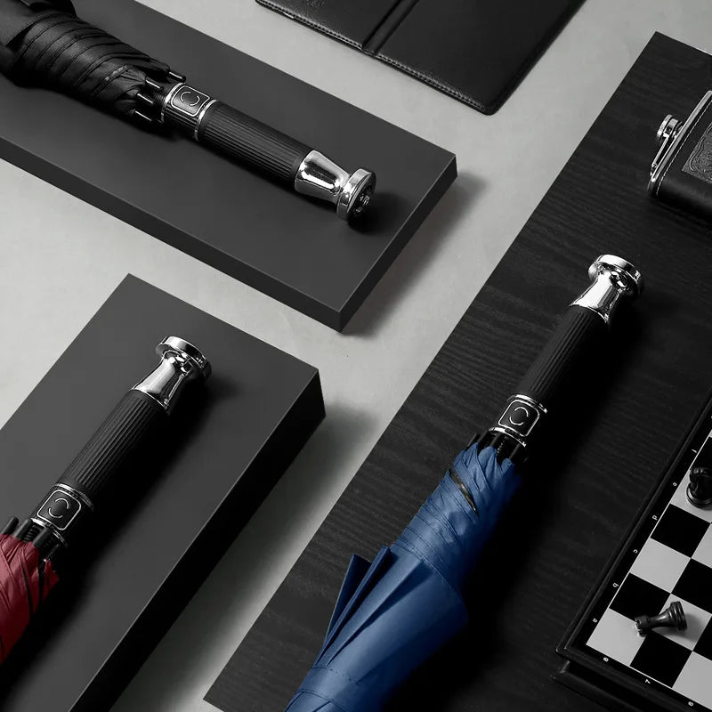 Manufacturer Wholesale 27 Inch Classic Luxury Golf Umbrella Straight Pattern Large Windproof UV Protection Custom Logo Branded MegaBDM