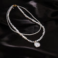Real Baroque Fresh Water Pearl Necklace Choker Jewelry Fine 18K Gold Stainless Steel Layer Rice Shape Big Pendant for Women