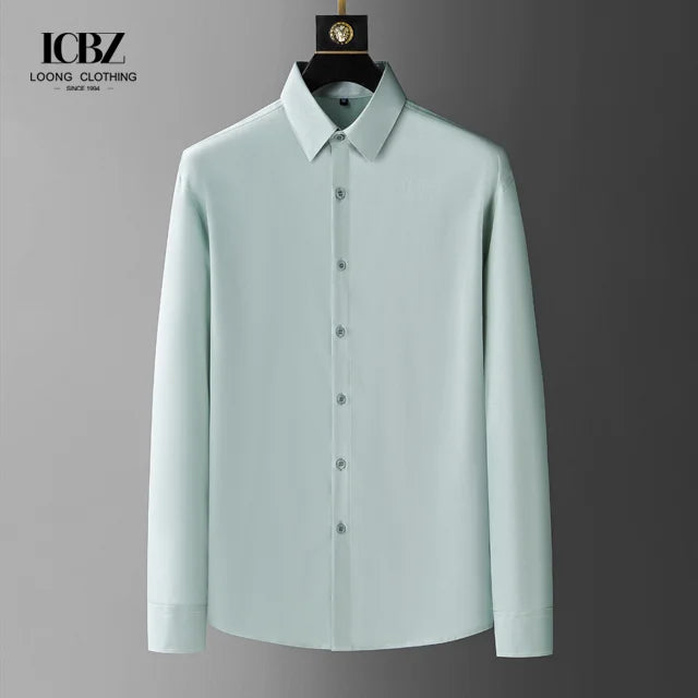 New Arrival Regular Fit 100% Cotton Stand Collar Autumn Long Sleeve Large Size Oversize Customized Logo Print Shirt Men