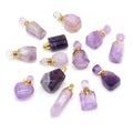 HZ Mini Gemstone Crystal Luxury Perfume Bottle Amethyst Quartz Pendant For Jewelry