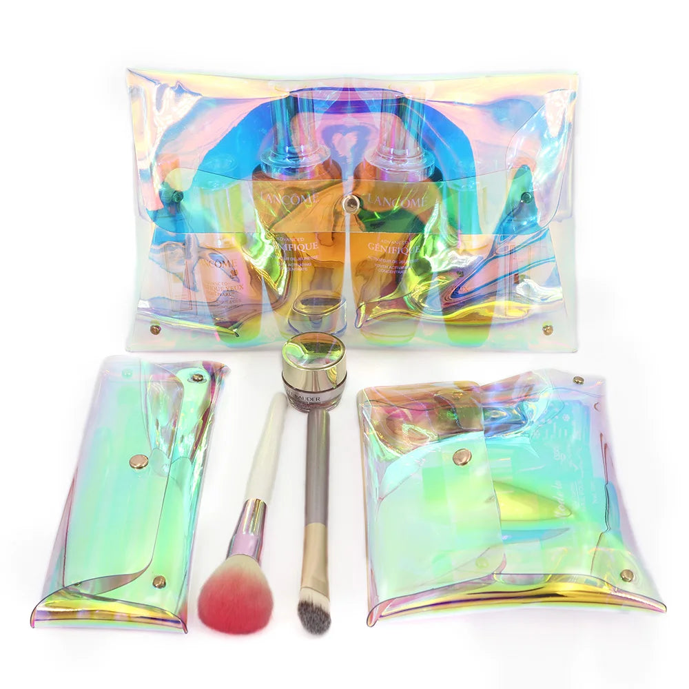 Shiny Holographic Makeup Gift Bags Printed Logo Customizable Laser Cosmetic Jewelry Envelope Pouch Bag Fashion Packaging LOGO