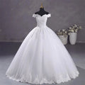 2024 Favorable Simple Off Shoulder Floor Length Ball Gown Wedding Dresses Pearl Beaded Lace Plus Size Princess Wedding Gowns MegaBDM