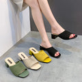 Ladies Mid Heel Sandals Plus Size Heeled Women's New Version of Flying Weaving Wear One Word Fashion Women's Sandals slippers