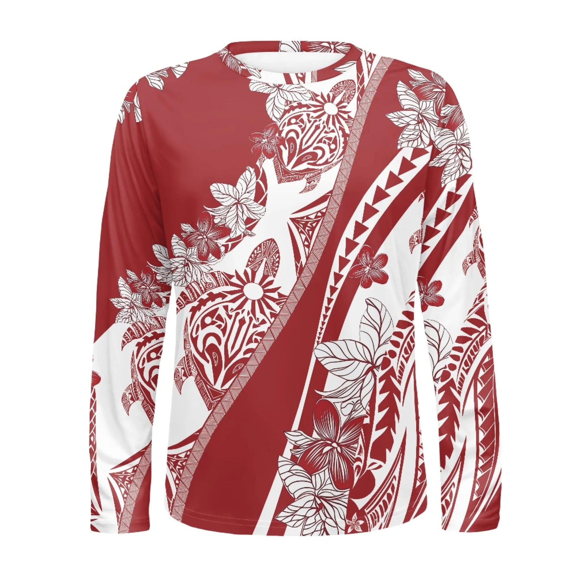 Wholesale Polyester Long Sleeve Shirts Custom Style Blank Men's T Shirts Sublimation Hawaiian Print Custom Logo T-shirts for Men