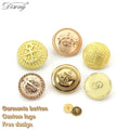 Custom 14-28mm Embossed Zinc Alloy Blazer Coat Button Gold Plated Metal Shank for Suit Jacket Jeans Denim Garments Logo