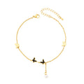 Simple Women Trend Designer Pearl Pendant Waterproof Gold Plated Stainless Steel 2025 Butterfly Anklets