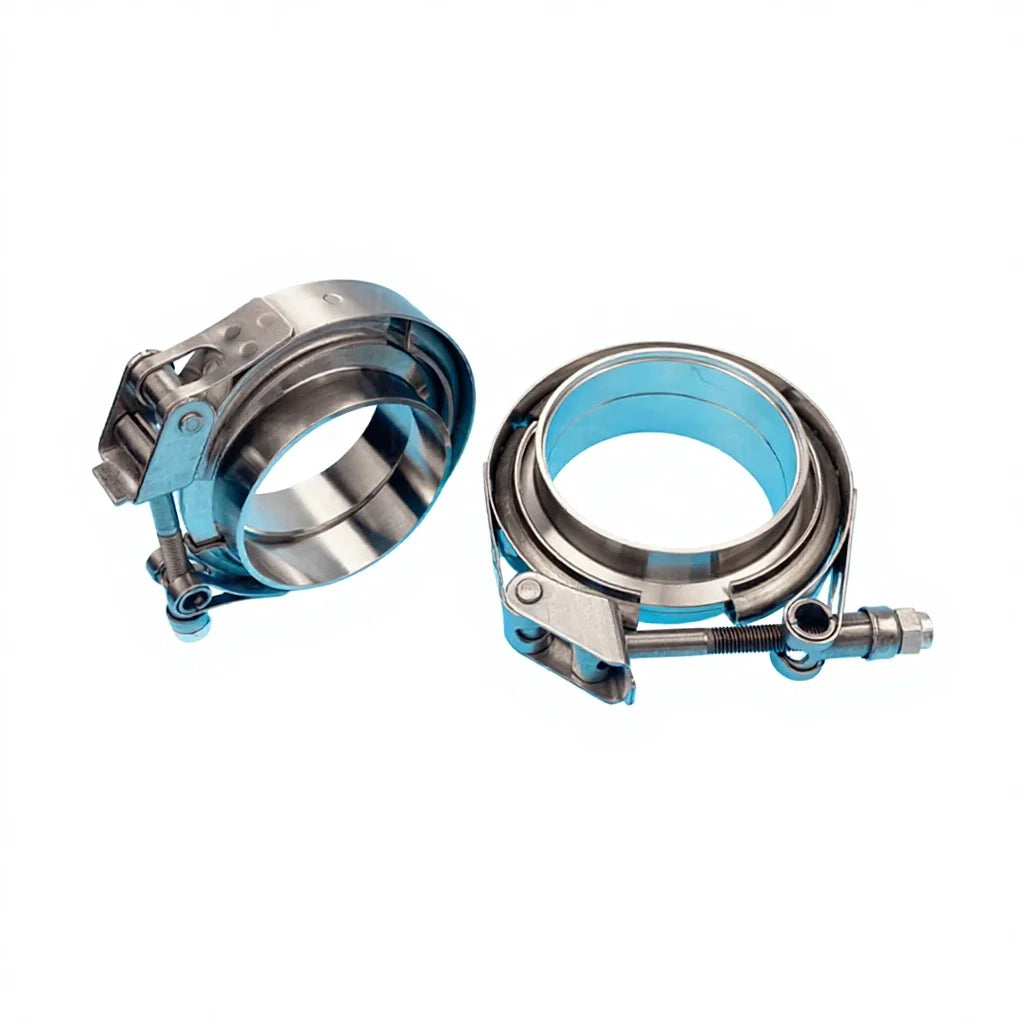 JTLD 2.5" V-Band Flange and Clamp Kit for Turbo Exhaust Pipes 304 Stainless Steel