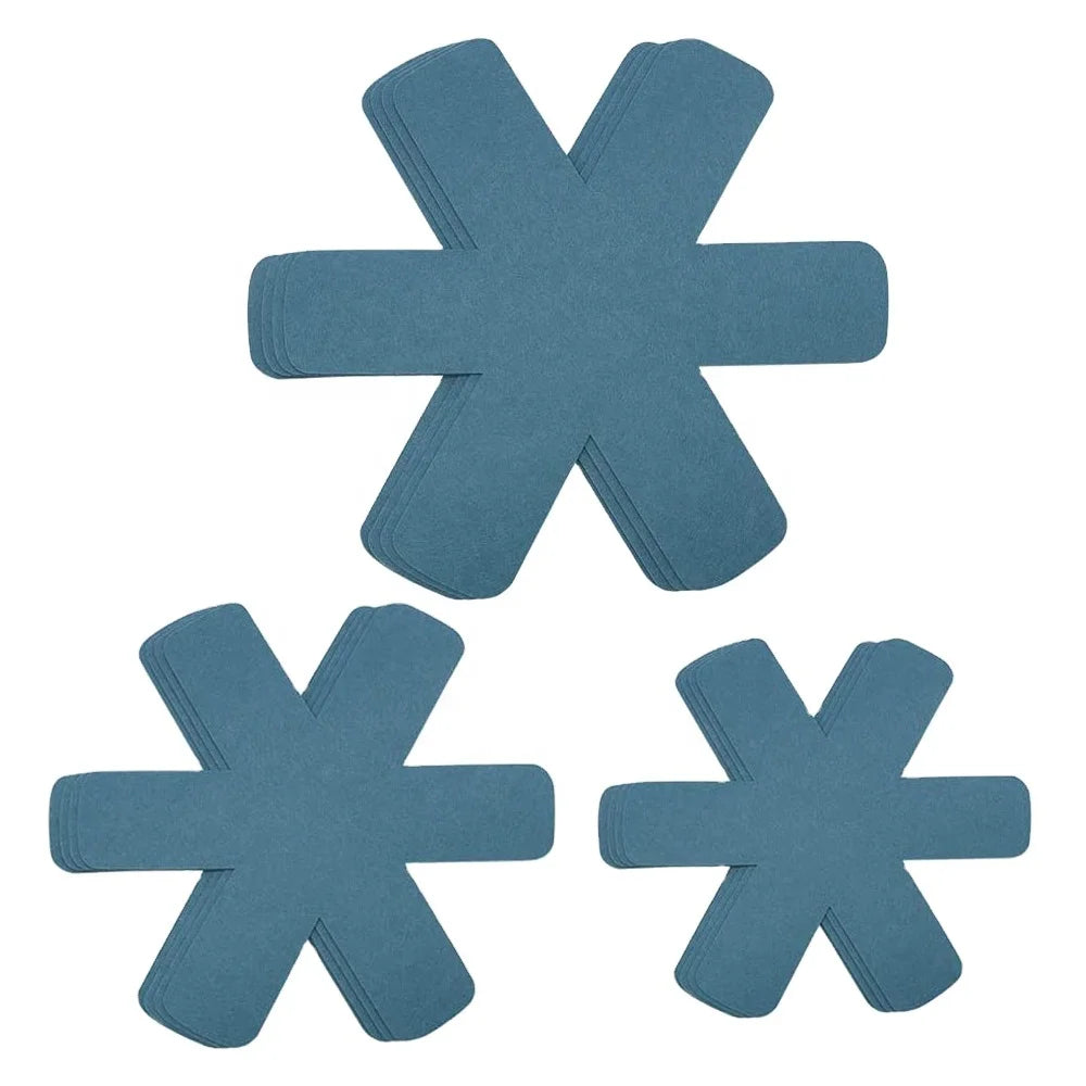 Thicker Non-Woven Felt Pan Pot Protectors with Cross Style 3 Different Sizes Cyan Cookware Separators Mats (Lot 12)