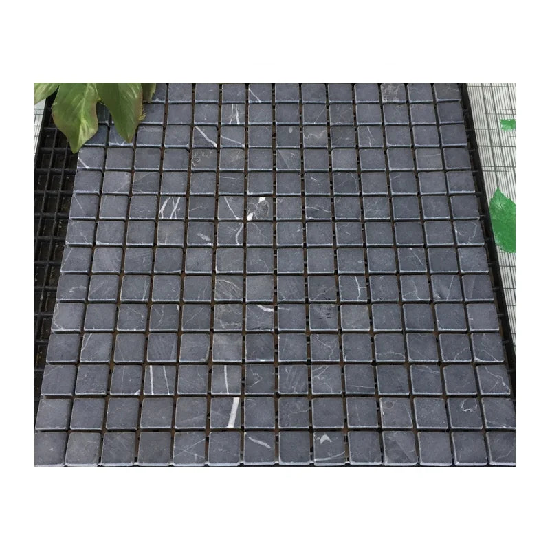 First Stone Square Modern Villa Wall Pattern Nero Marquina Super Black Serpentine Bathroom Floor Marble Mosaic Tiles Matt Mosaic