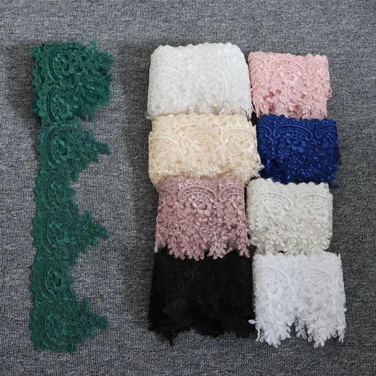 Multicolor Handmade Mesh Border Lace 100% Polyester DIY Wedding Dress Embroidery Accessories for Bags & Shoes 13.5CM 6 Yards/Bag