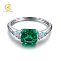 Lab Grown Emerald Ring 925 Sterling Sliver Customized Emerald Gemstone Moissanite D VVS Lab Grown Emerald Fine Rings