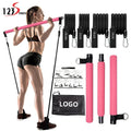 Home Gym Workouts Stainless Steel Stick Squat Yoga Pilates Flexbands Kit Pilates Bar Kit With Resistance Bands