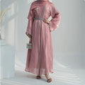Hot Sale Dubai Turkey Eid Ramadan Solid Color Trimmed Long Robe Cardigan Open Modest Fashion Abaya for Muslim Women