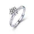 X08202 925 Sterling Silver Rhodium Plated Moissanite Adjustable Ladies Fashion Jewelry Romantic Wedding Promise Rings for Women