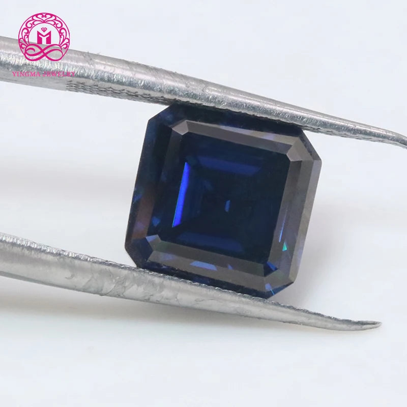Wholesale Lab Grown VVS Loose Moissanite Gemstone 1Carat to 5 Carat Asshcer Cut  Original Color Sapphire Blue Moissanite Stone