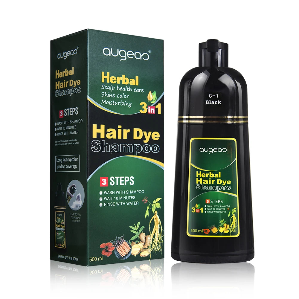 Fast Shipping in Stock 3 in 1 Natural Herbal Magic Fast Brown Permanent Wash Black Hair Dye Shampoo