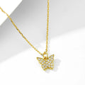 Dainty Zircon Butterfly Pendant Necklace 14K Gold Plated 925 Sterling Silver Pave Fine Charm Necklace Fashion Jewelry