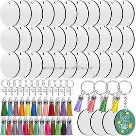 Custom Wholesale Round Shape Cheap MDF Sublimation Tassel Keychain