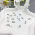 Silver Background  Eye Shape Rhinestones with White Irregular Diamond 5*10 Glass Sew-On for Shoes Bags Garments