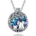 Best Mother's Day Gift Abalone Shell 925 Sterling Silver Lovely Big and Little Elephant Pendant Necklace