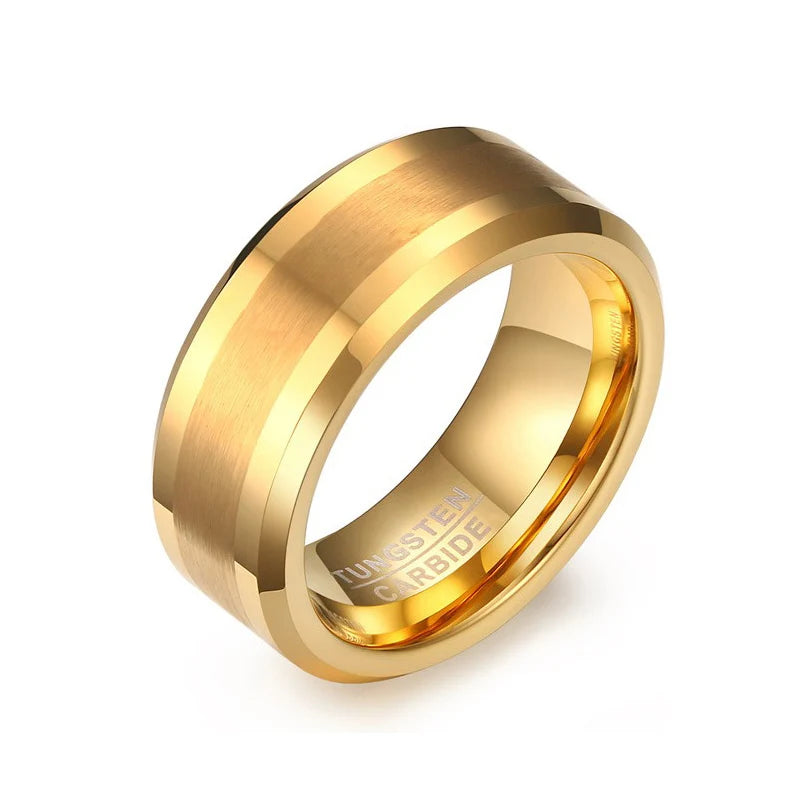 Hawaiian Jewelry Blank 8mm Wide Gold Tungsten Carbide Ring Brushed  Wedding Band Rings for Men