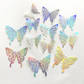 Colorful 12 Piece Set of Three-dimensional Hollow butterfly Stickers Art Home Party Wall Decoration Background Wall Stickers