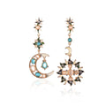 KQE1207 New Design Moon and Sun Earrings Fashion Enamel Earrings Women's Gold Long Earrings