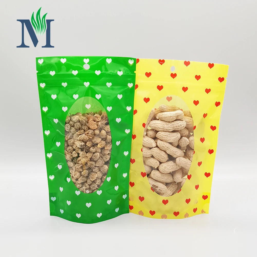 Custom Three Side Seal Heat Stand up Pouch Ziplock Food Packaging Bag for Food Coffee Tea Nut Zipper Bags Snack Packing Bags