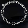 Sterling Silver 6*8mm Semi Mount Bracelet Blank Empty Support Mountain Setting S925 Base Holder Without Stone for DIY Inlay