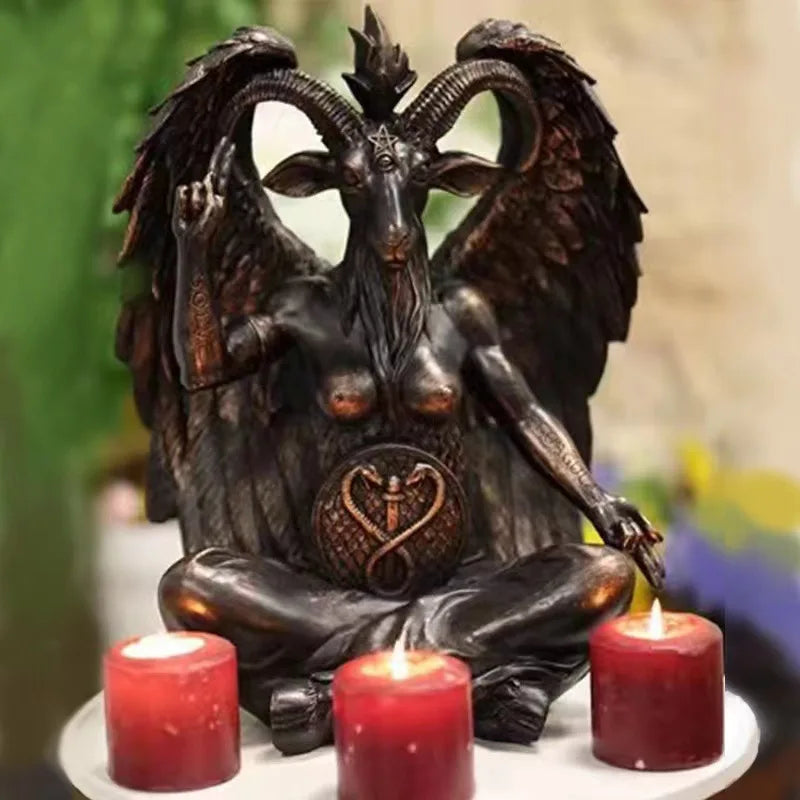 Occultic Illuminati Resin Crafts Satanic Church Baphomet Goat Idol Statue Mendes Altar Sculpture Figurine