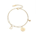 Ins Trendy Love Dream Engraved Disc Ball Paperclip Link Chain Bracelets for Mom