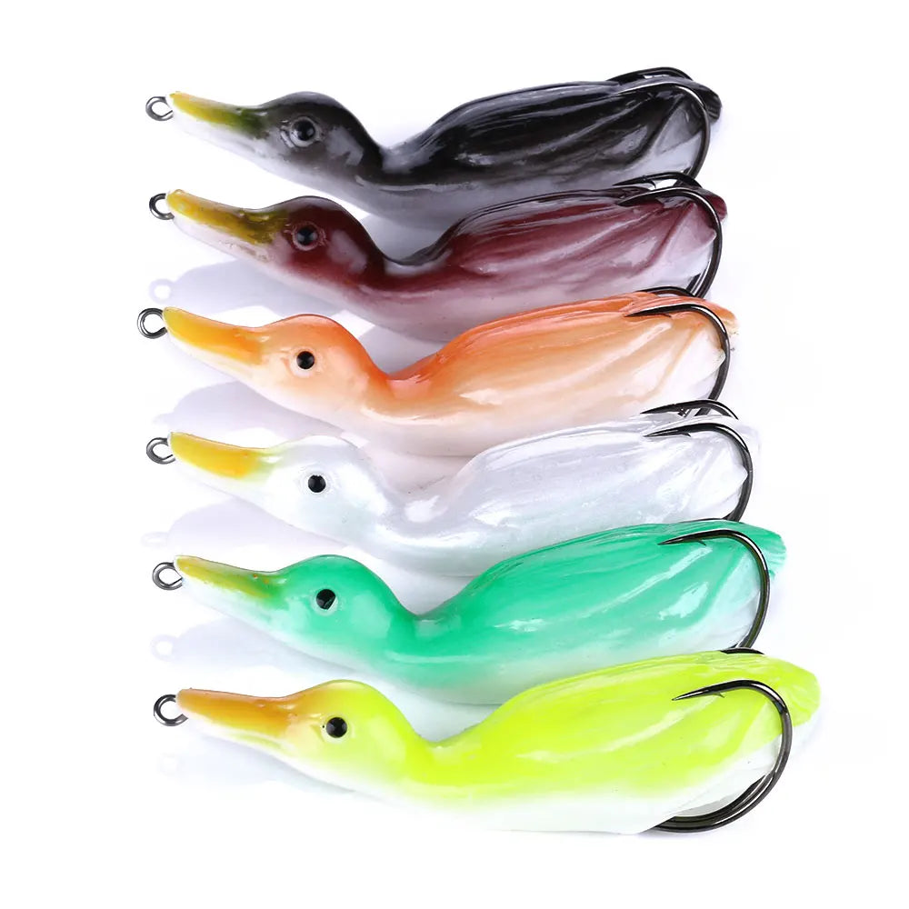 Wholesale FO024 10.5cm 18.5g Artificial Soft Plastic Baits Top Water Duck Shape Frog Fishing Lures
