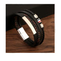 Hot Selling Handmade Braided Multilayer Leather Bracelet With Magnetic Buckle Woven Leather Bracelet for Men