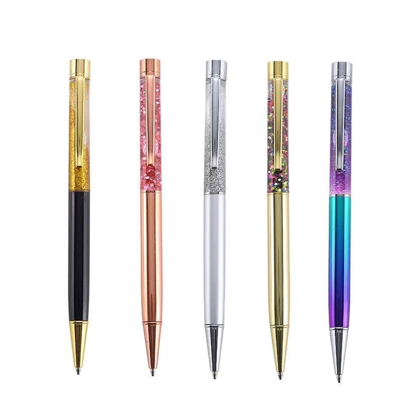 Rose Gold Bling Ballpoint Pen Wedding Gift Set Custom Logo Blue/Black Ink Promotional Metal Pen 0.7mm Writing Width Quotation