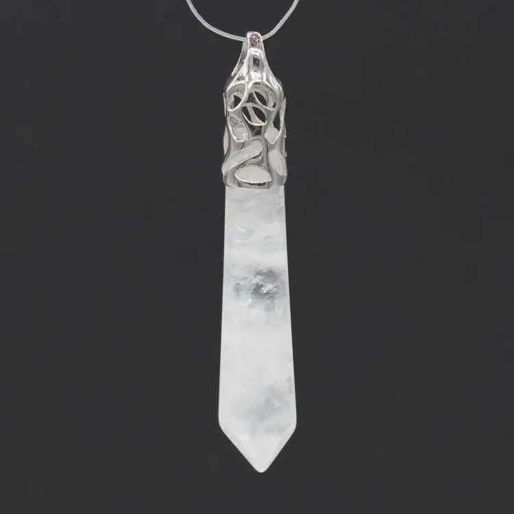DIY Wholesale Chakra Reiki Spiritual Opal NecklaceCrystal Point Clear Quartz Healing Crystal Pendulum Necklace
