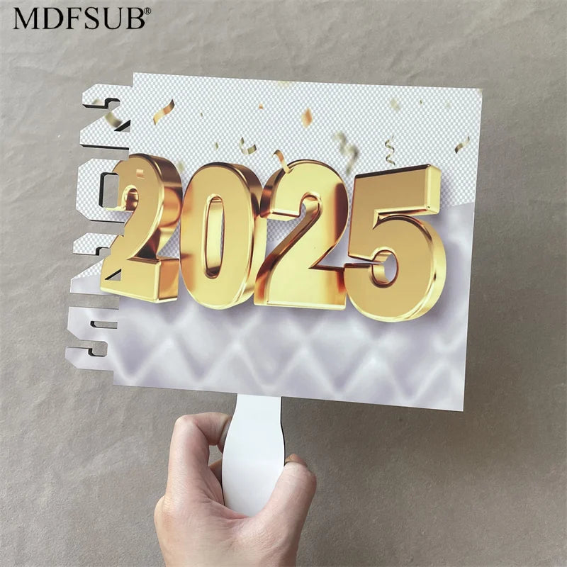 MDFSUB 2025 Sublimation Blanks Eco-Friendly High Glossy Coating Photo Frame Church Fans Memorial Graduation Hand Paddle Fans