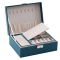 In Stock New Double Layer Lock Wooden Leather Jewelry Box Earrings Large Jewelry Box Wholesale
