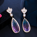 Mystical Rainbow Cubic Zirconia Topaz Crystal Large Long Dangly Drop Earrings for Women Bohemian Party Jewelry Accessories