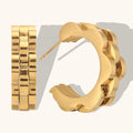 Dingran Vintage Zircon Watchband Hoop Earrings 18K Gold Plated Stainless Steel Jewelry for Women-Party Gift