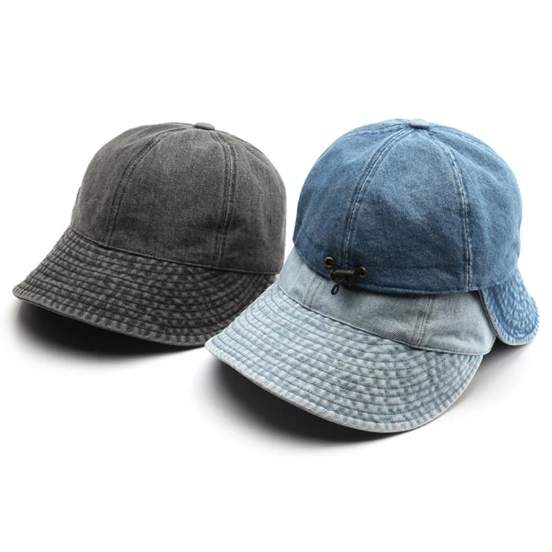 High Quality Washed Distressed Retro Jean Denim Blank Baseball Caps Custom Logo Vintage 6 Panel Plain Dad Hats