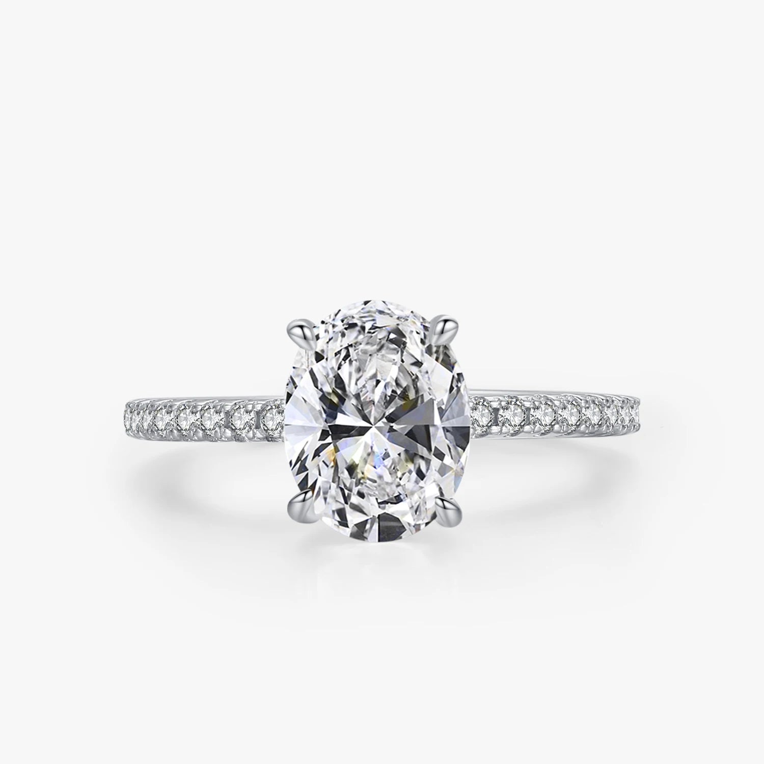 Ailmay Fashion 925 Sterling Silver Oval 5A Cubic Zirconia Finger Ring for Women Luxury Wedding Engagement Jewelry Gift