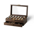 3 Colors Brown Grain Carbon Fiber Black Leather 12 Watch With Drawer Jewelry Rings Bracelet Storage Box