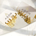 Ason Jewelry Wholesale Fashion Accessories Stainless Steel Earrings Creative Rectangle Pendant Hoop Earrings