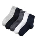 HF Men's Woven Casual Long Crew Socks Pure Cotton in Solid Colors Large Sizes for Autumn Season