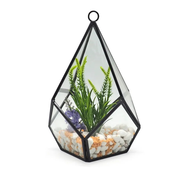 Modern Indoor Home Decor Flower Pot Geometric Polygon Glass Terrarium for Succulent Fern Air Plant Metal