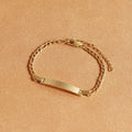 Customizable 18K Gold Plated Dainty Figaro Chain Bracelet Trendy Stainless Steel Blank Plate for Kids and Adults Anniversaries