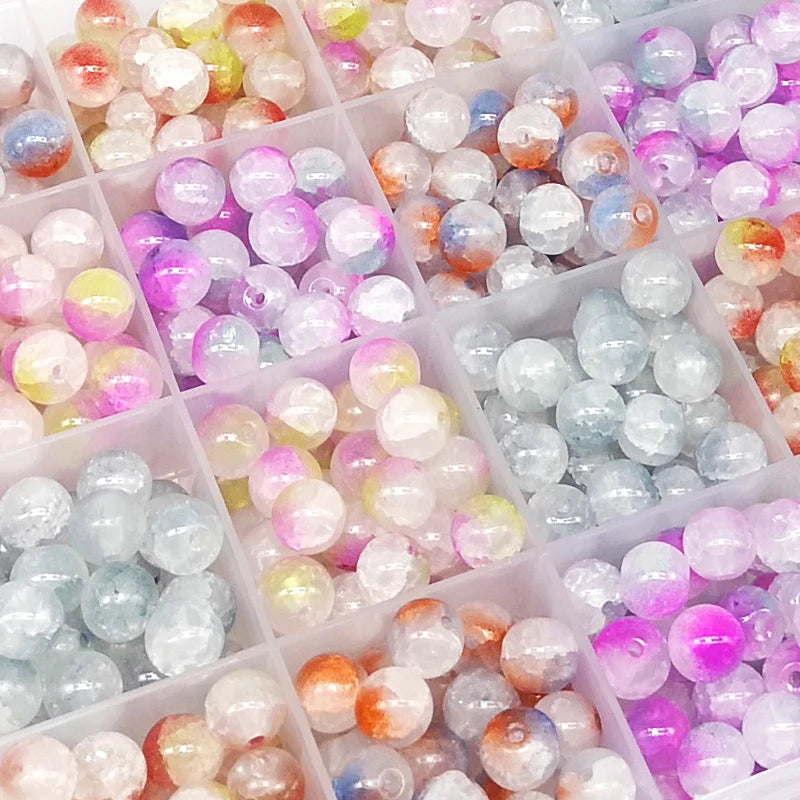 50pcs 8mm Round DIY Charm Necklace Stone Lampwork Glass Beads for Jewelry Making Glass