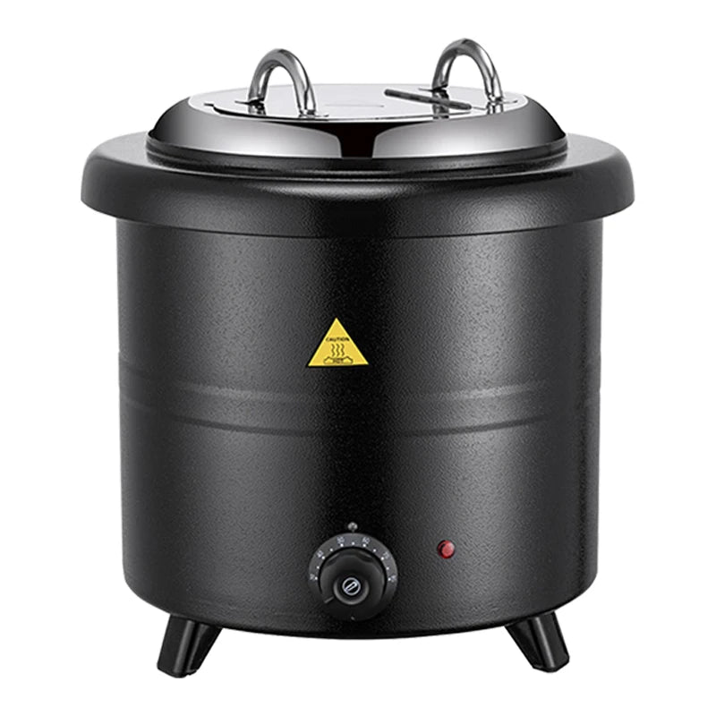 YITIAN Commercial Stainless 13L Soup Insulated Warmer Pot Container Black Straight Electric Heating Pot