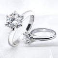 Hight Quality Moissanite Jewelry 0.5/1ct/2ct/3ct Classic Six Claw 925 Sterling Silver Platinum Plating Moissanite Diamond Ring