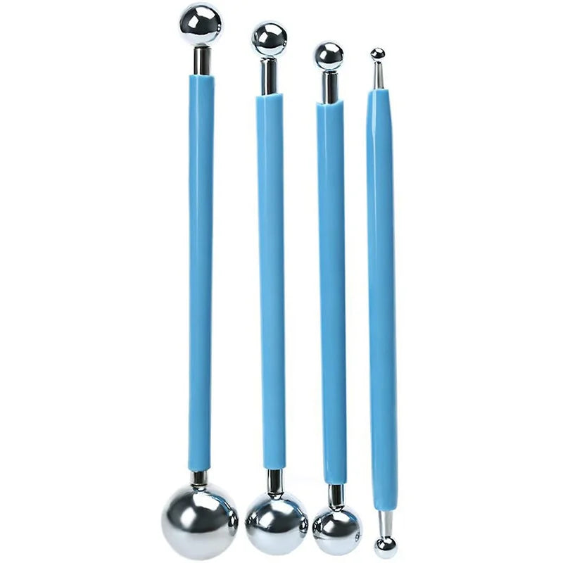 4Pcs Stainless Steel Sculpture Tools Polymer Modelling Metal Ball Tool Clay Tools